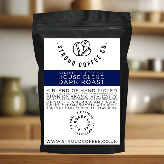 A slightly darker roasted version of our Stroud Co. Arabica Blend 
This is making the coffee stronger, it has a richer body and is roasted so it is close to the 'roa